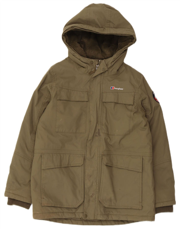 Berghaus Boys Hooded Parka Jacket 11-12 Years Khaki Polyamide