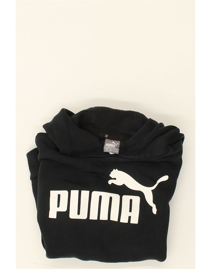 PUMA Boys Graphic Hoodie Jumper 11-12 Years Black Cotton | Vintage Puma | Thrift | Second-Hand Puma | Used Clothing | Messina Hembry 
