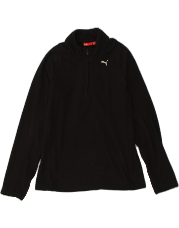 PUMA Womens Zip Neck Fleece Jumper UK 10 Small Black Polyester Vintage Puma and Second-Hand Puma from Messina Hembry 