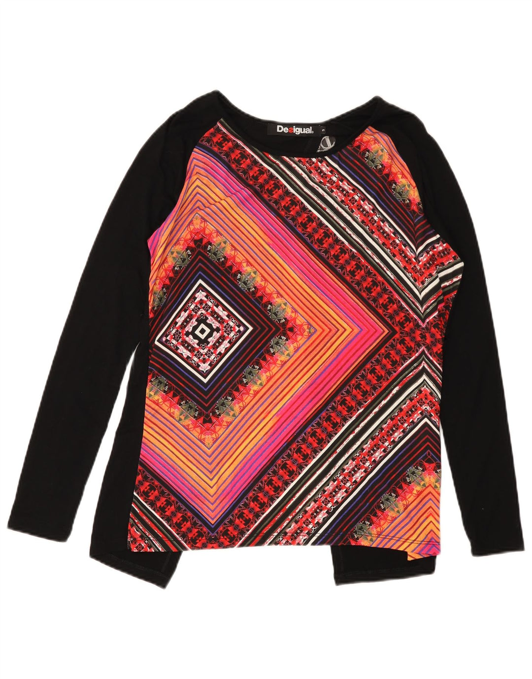 DESIGUAL Womens Blouse Top UK 10 Small Multicoloured Geometric Viscose