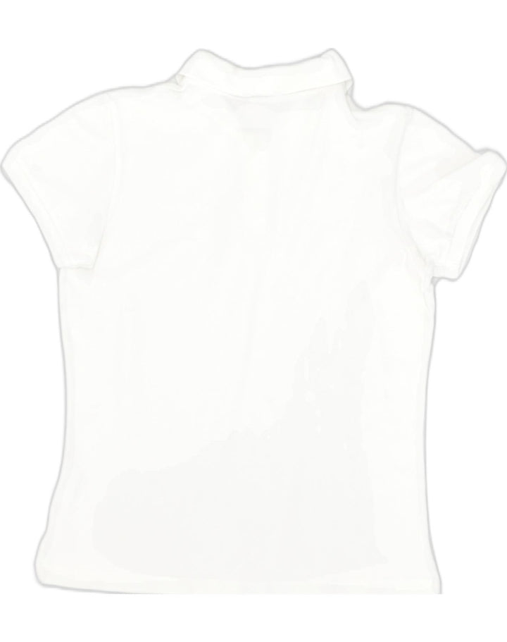 CHAMPION Womens Polo Shirt UK 12 Medium White Cotton | Vintage Champion | Thrift | Second-Hand Champion | Used Clothing | Messina Hembry 