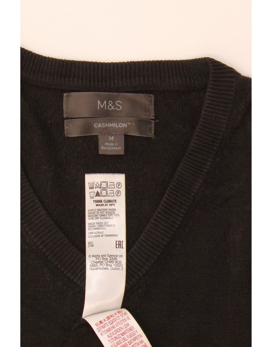 Marks & Spencer Herre V-hals sweater Medium Sort Akryl