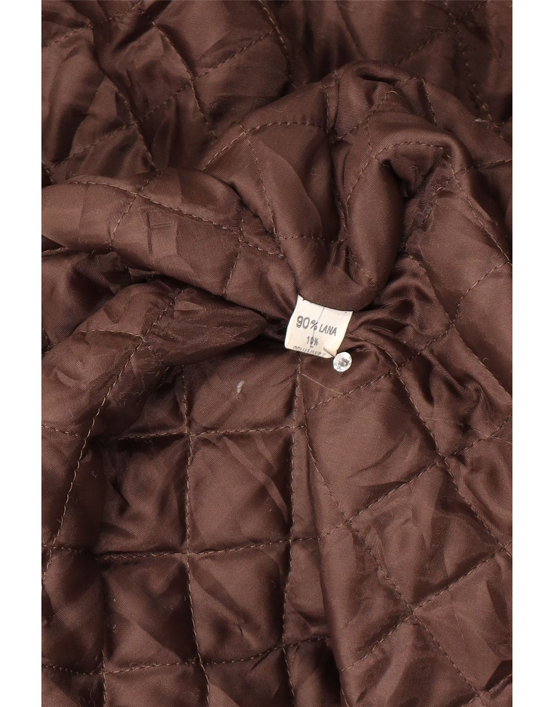 vintage Femme Pardessus UK 14 Laine Brun Moyen