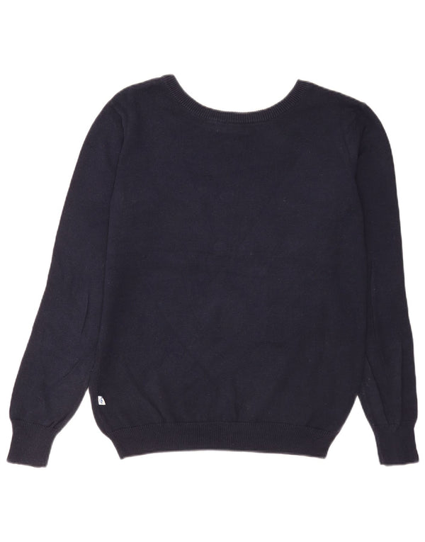 Adidas Womens Graphic Boat Neck Jumper Sweater UK 12 Medium Navy Blue