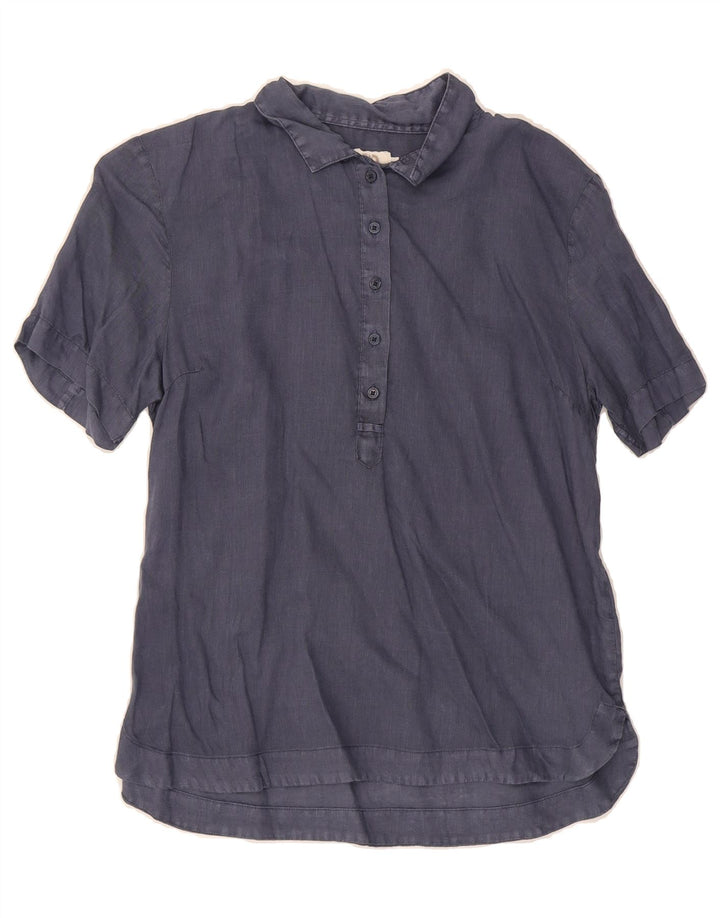 DACK'S Womens Short Sleeve Pullover Shirt UK 16 Large Blue Linen Vintage Dack's and Second-Hand Dack's from Messina Hembry 