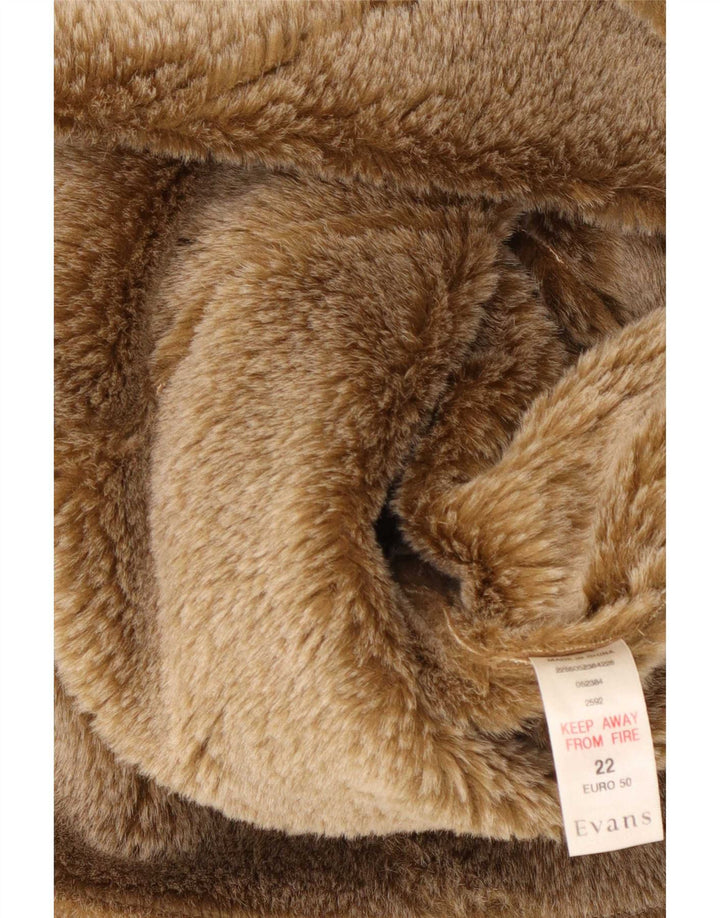 Essence Womens Open Sherpa Jacket UK 22 3XL Brown Polyester