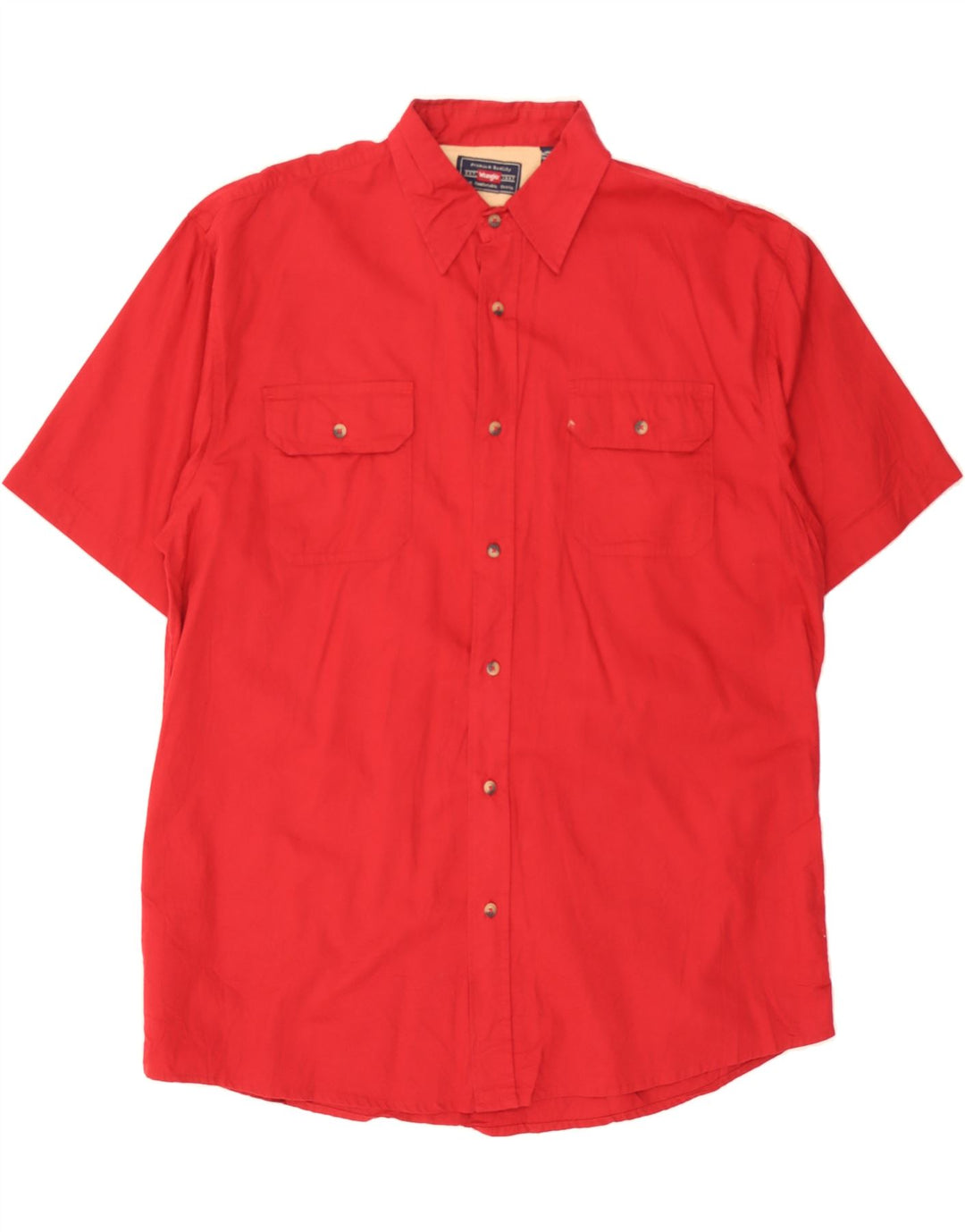 WRANGLER Mens Short Sleeve Shirt Large Red Cotton Vintage Wrangler and Second-Hand Wrangler from Messina Hembry 