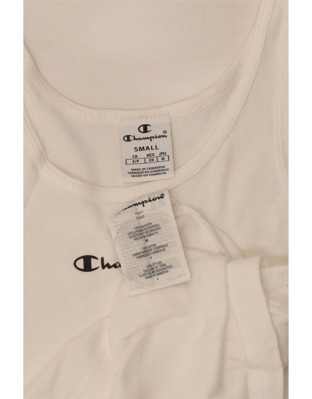 Champion Womens Vest Top UK 8 Small White Cotton