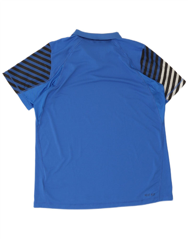 Adidas Mens Polo Shirt 2XL Blue Striped Polyester