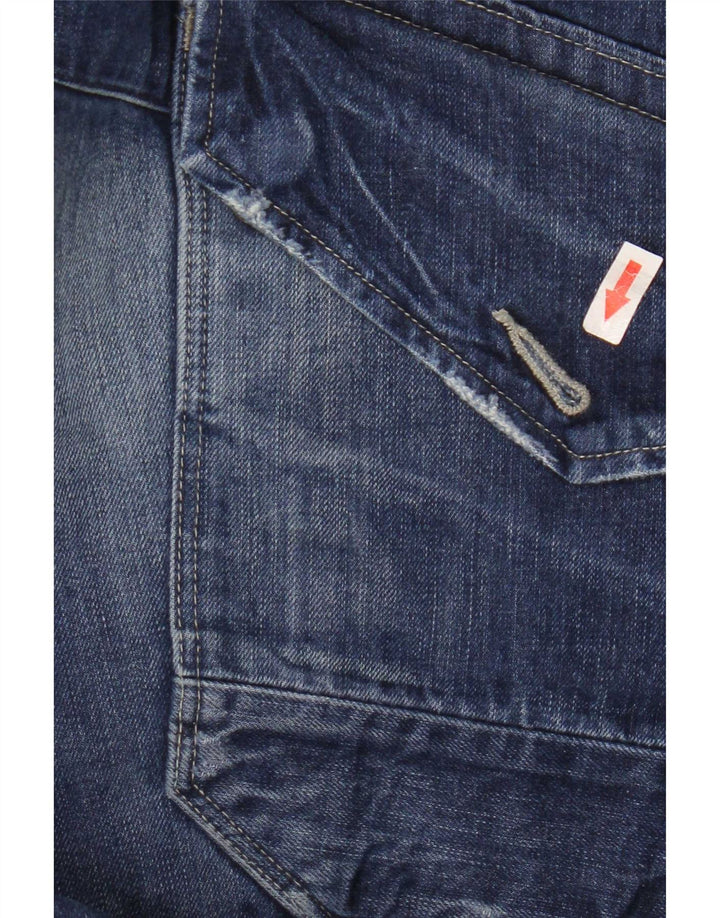 G-Star Mens Straight Jeans W36 L32 Blue Patchwork Cotton