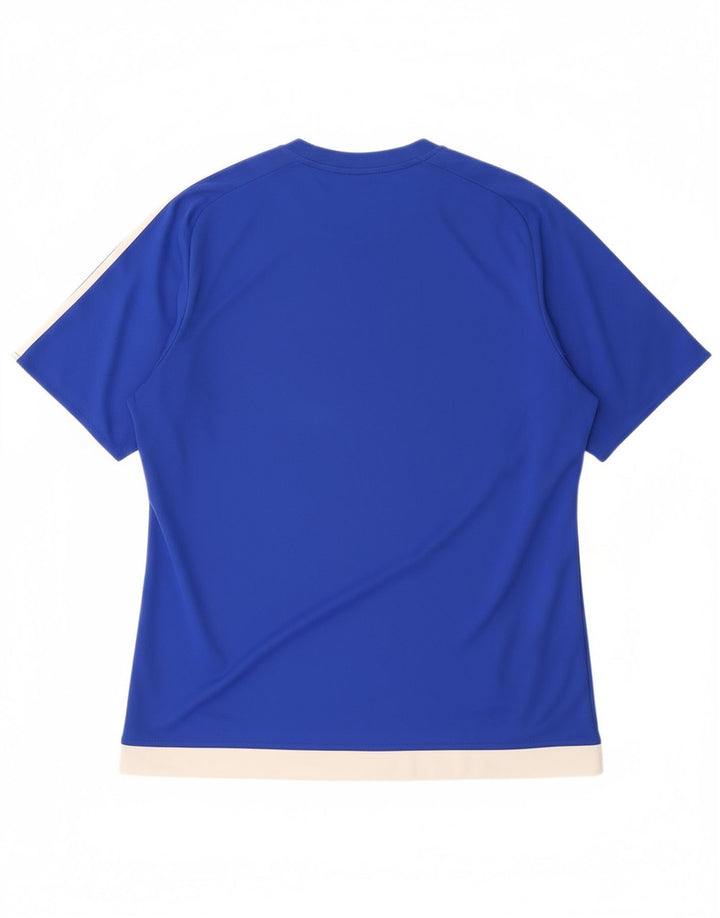 ADIDAS Mens Climalite T-Shirt Top Large Blue Colourblock Polyester