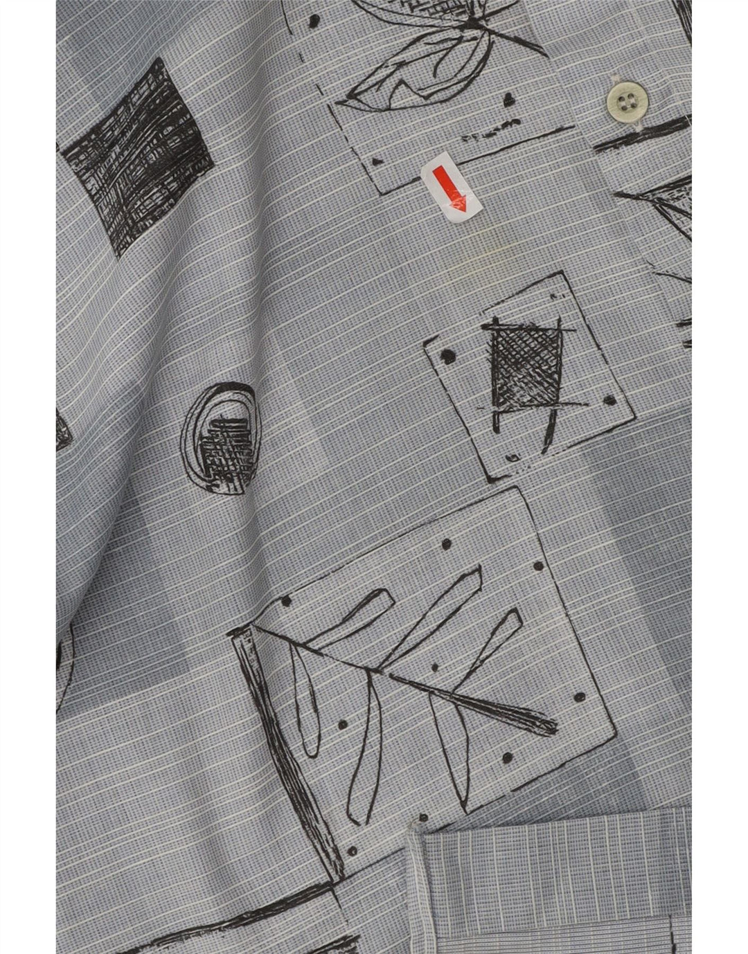 VINTAGE Mens Short Sleeve Shirt XL Blue Patchwork Cotton Vintage Vintage and Second-Hand Vintage from Messina Hembry 