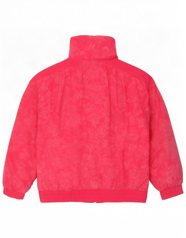 Vintage Womens Oversized Padded Jacket IT 46 Large Pink Floral Cotton