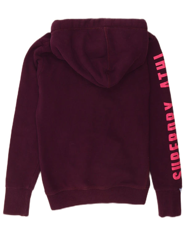 Superdry Damen Graphic Zip Hoodie Pullover UK 10 Small Lila Baumwolle