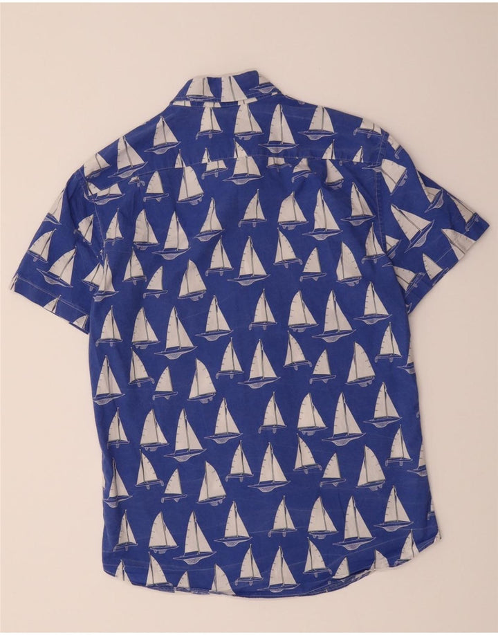 J. CREW Mens Abstract Pattern Short Sleeve Shirt Small Blue Cotton Vintage J. Crew and Second-Hand J. Crew from Messina Hembry 