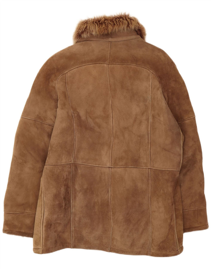 Vintage Womens Loose Fit Shearling Jacket IT 50 XL Brown Classic