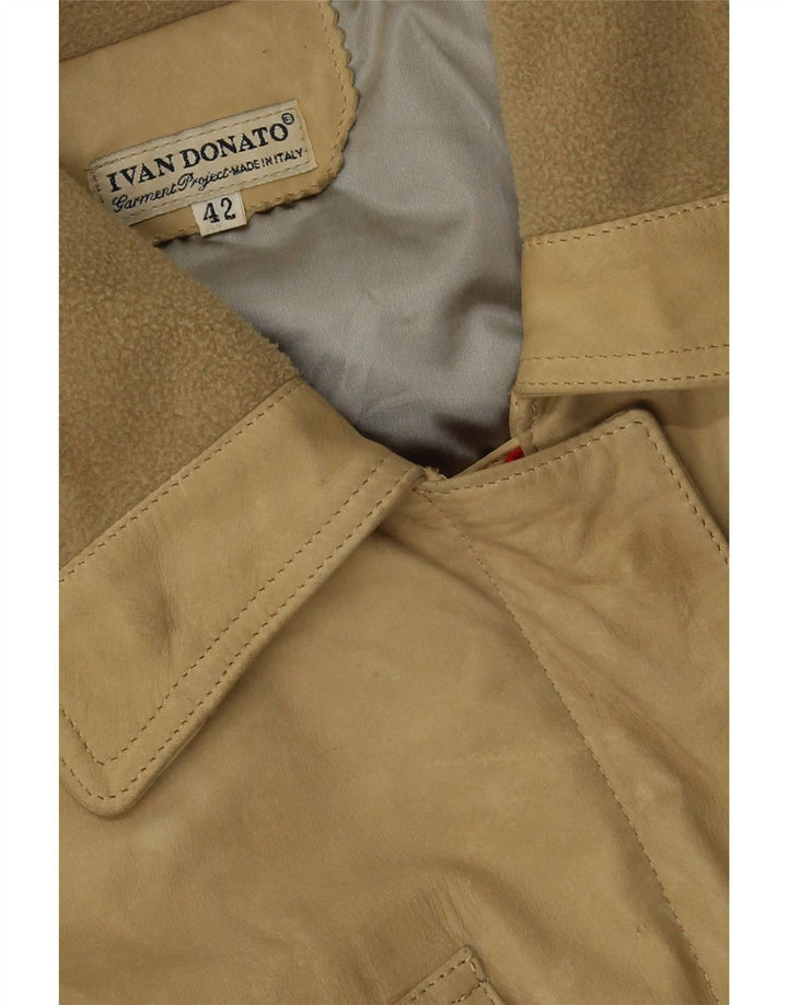 VINTAGE Womens Leather Jacket IT 42 Medium Beige Leather Vintage Vintage and Second-Hand Vintage from Messina Hembry 
