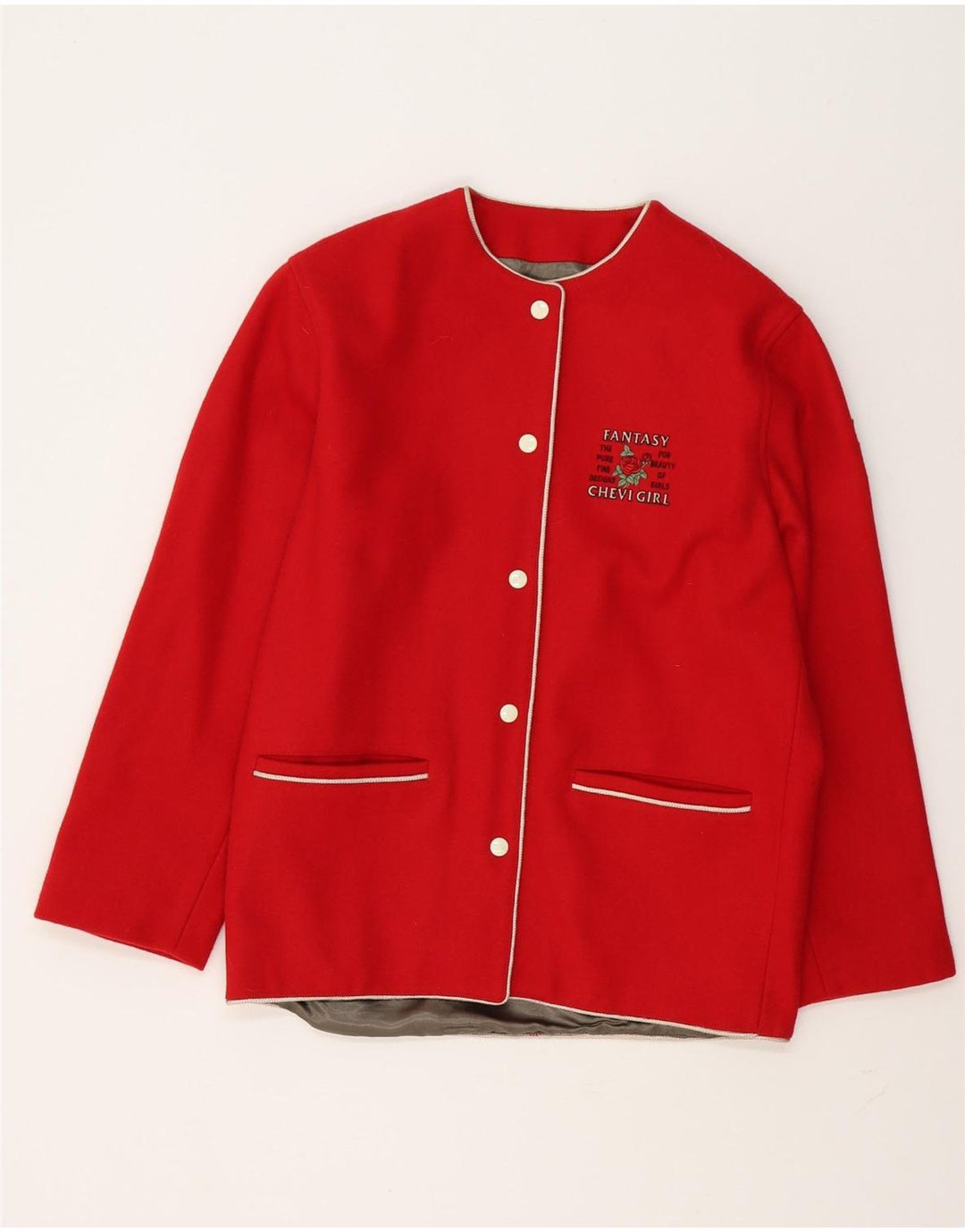 Jaqueta blazer vintage feminina com 5 botões Reino Unido 14 vermelho médio