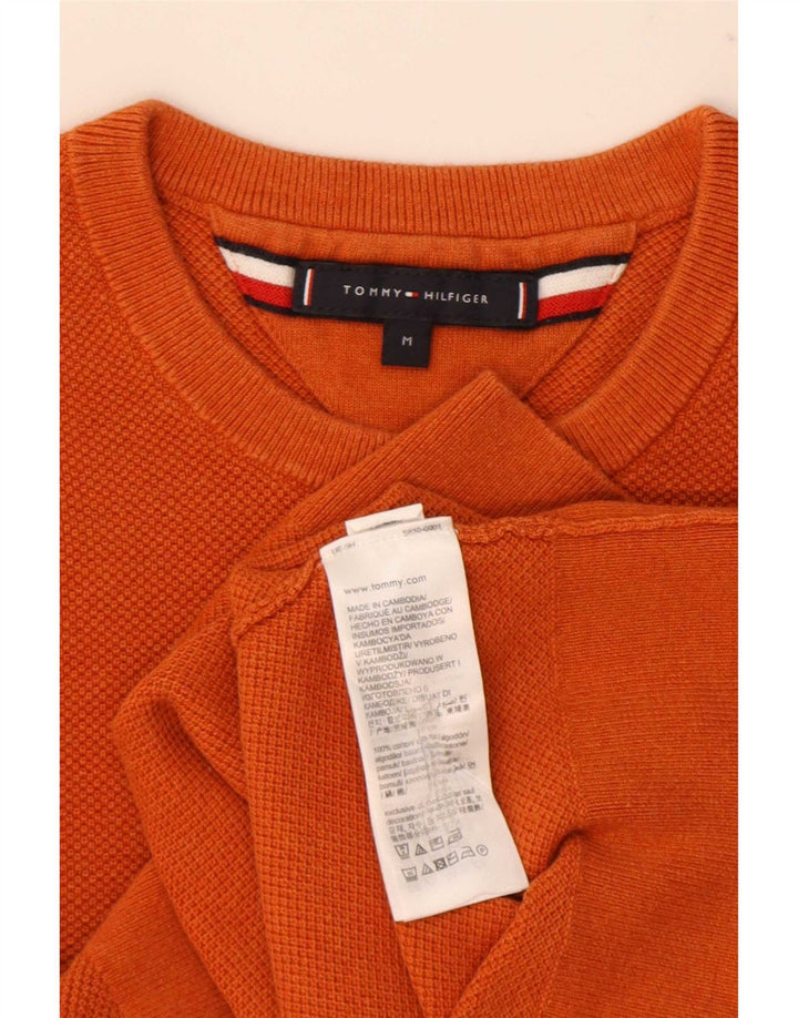 Tommy Hilfiger Mens Crew Neck Jumper Sweater Medium Orange Cotton