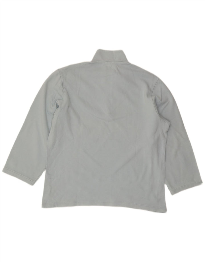 Adidas Mens Zip Neck Top Long Sleeve Medium Blue Cotton