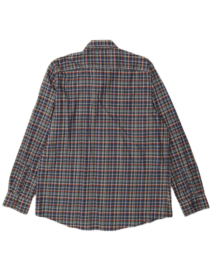 Lerros Mens Stretch Shirt XL Navy Blue Check