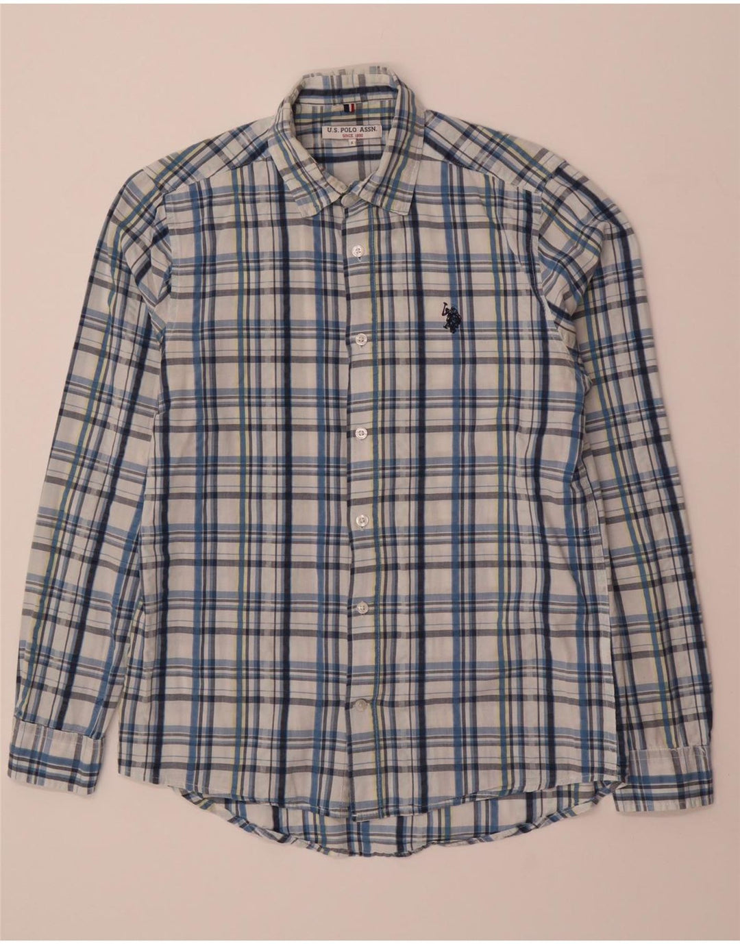 U.S. POLO ASSN. Mens Shirt Small Blue Check Cotton