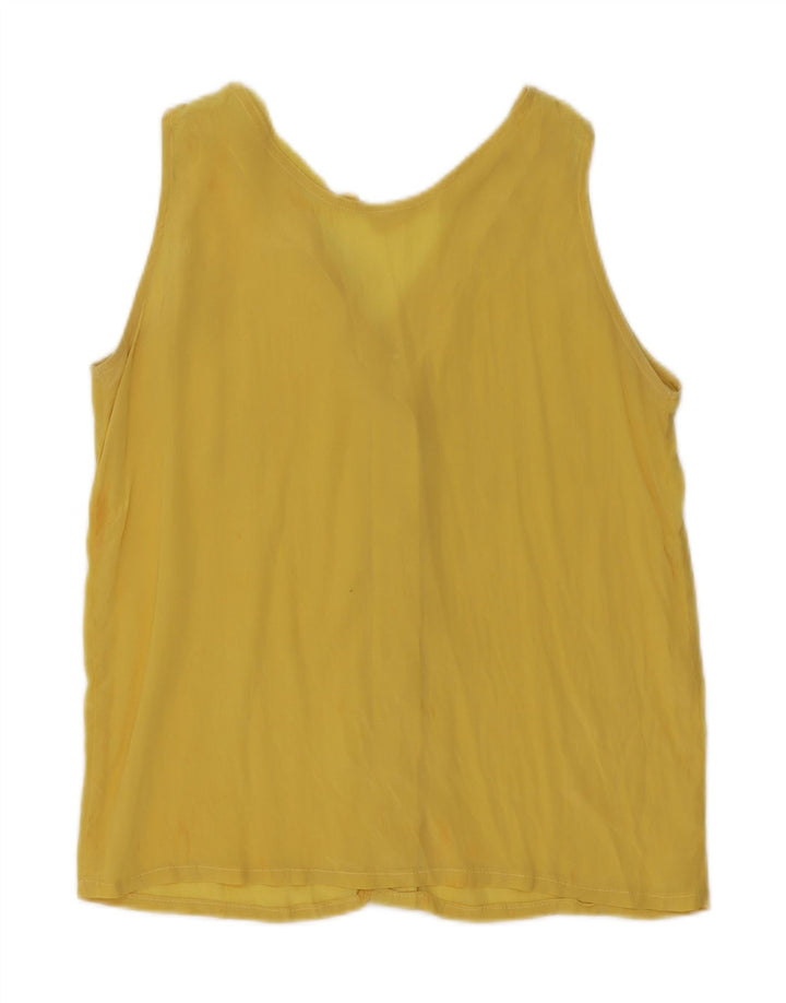 VINTAGE Womens Sleeveless See Through Top UK 12 Medium Yellow Vintage Vintage and Second-Hand Vintage from Messina Hembry 