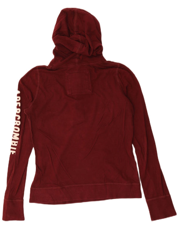 Maglione con cappuccio da donna con collo e bottoni Abercrombie & Fitch UK 16 Large Bordeaux