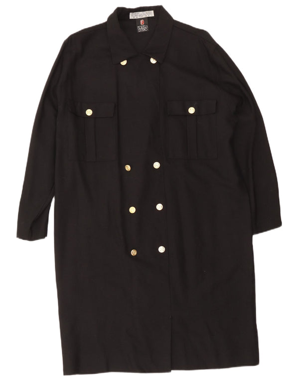 Fiorella Rubino Damen Zweireihiges Hemdkleid UK 12 Medium Schwarz
