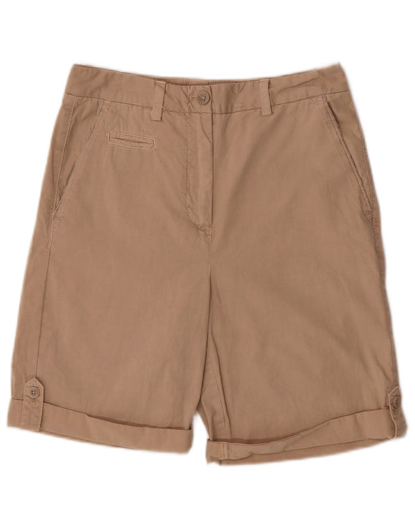 Marks & Spencer Womens High Waist Chino Shorts UK 8 Small W26 Beige Cotton