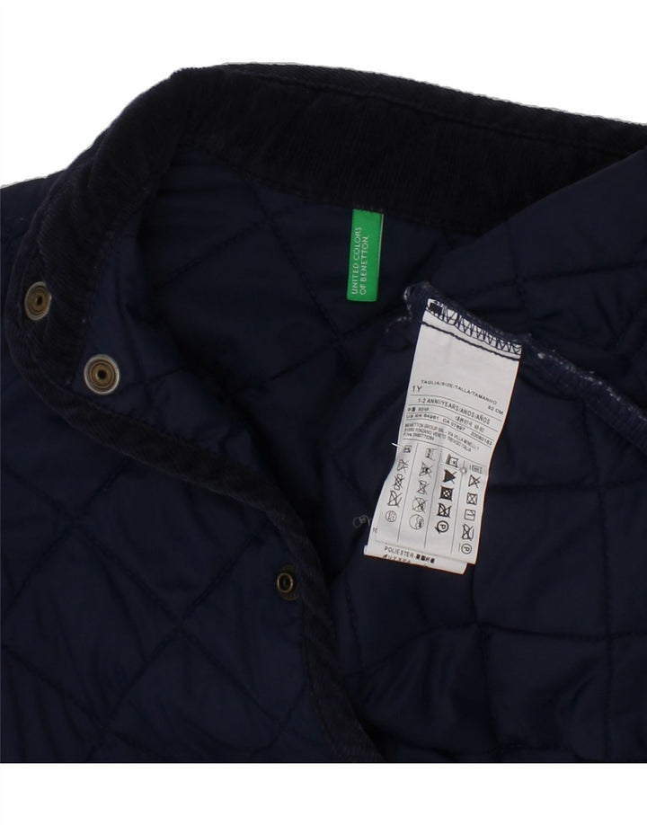 BENETTON Boys Quilted Jacket 2-3 Years Navy Blue Polyamide Vintage Benetton and Second-Hand Benetton from Messina Hembry 