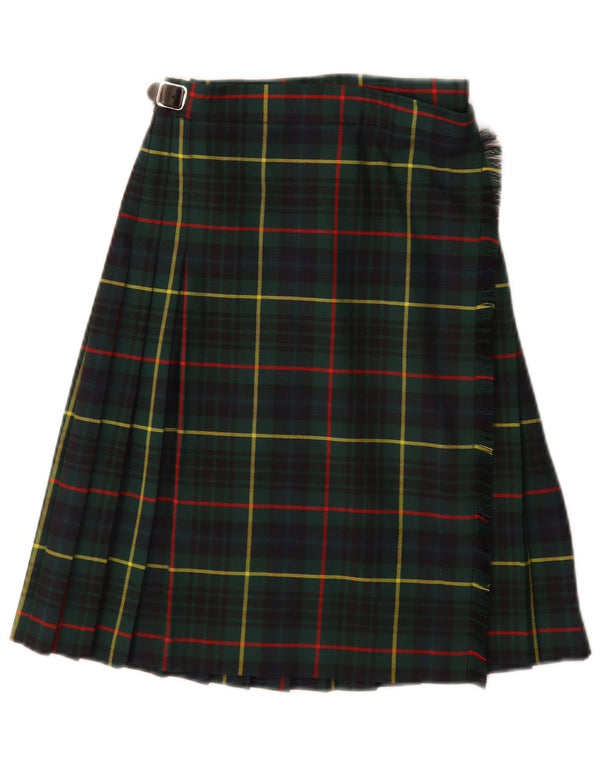 Gonna a portafoglio vintage per ragazze 9-10 anni W24 poliestere scozzese verde