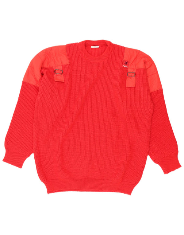 Vintage Mens Crew Neck Jumper Sweater Medium Red Wool