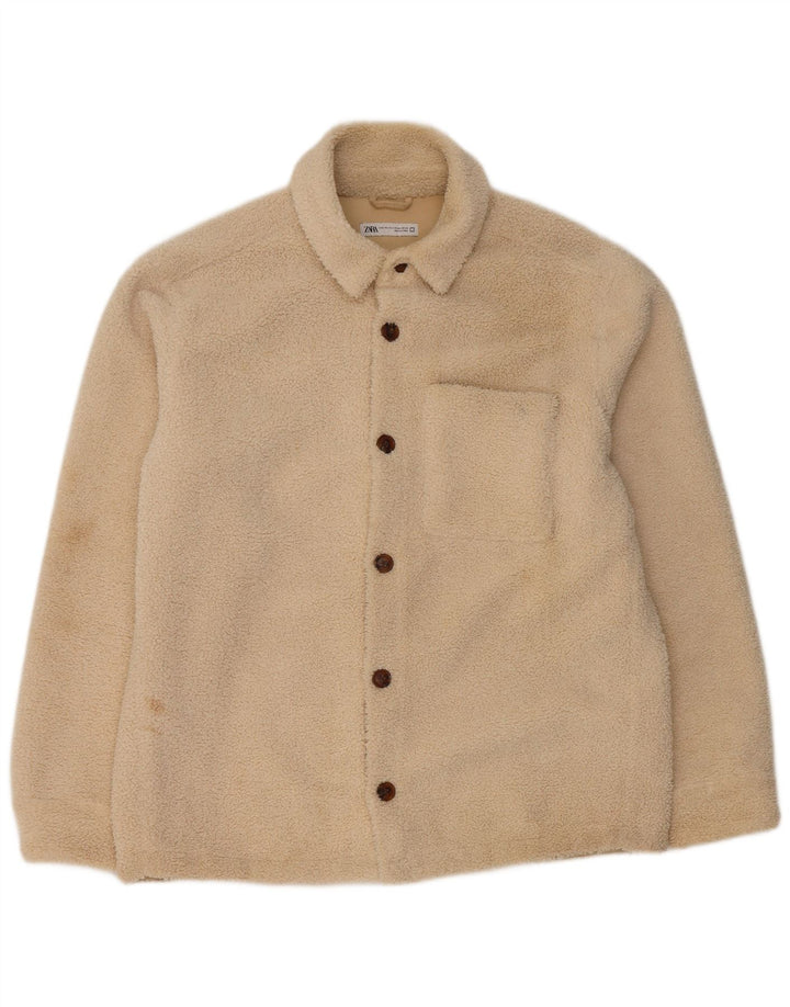 Męska kurtka polarowa Bomber Zara UK 42 XL Beżowy poliester