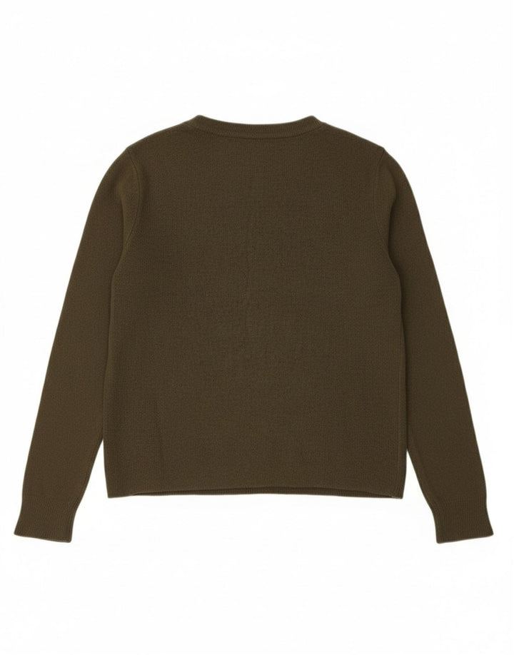 MASSIMO DUTTI Womens Crew Neck Jumper Sweater UK 12 Medium Khaki