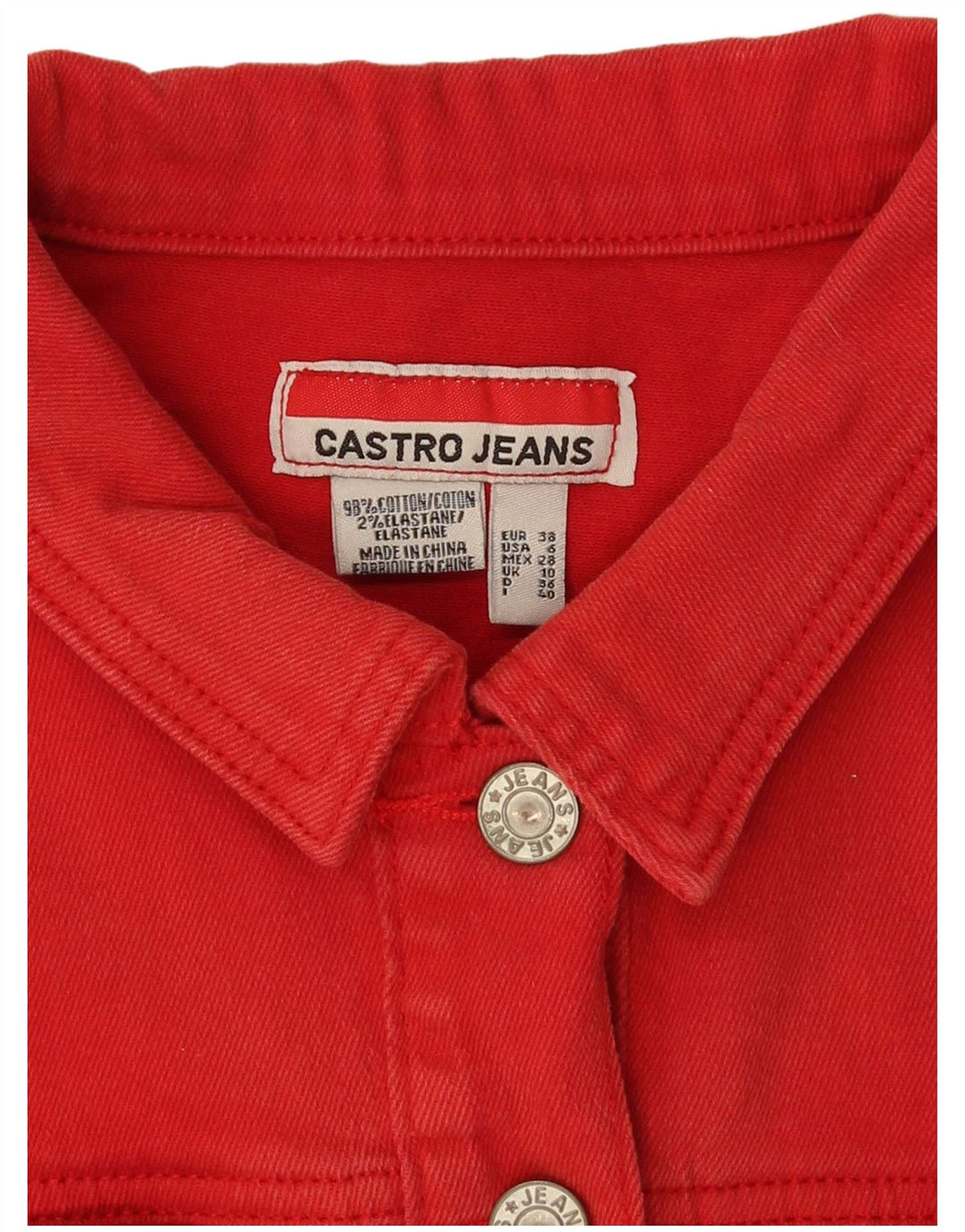Jachetă de denim crop pentru femei Castro UK 10, bumbac roșu mic