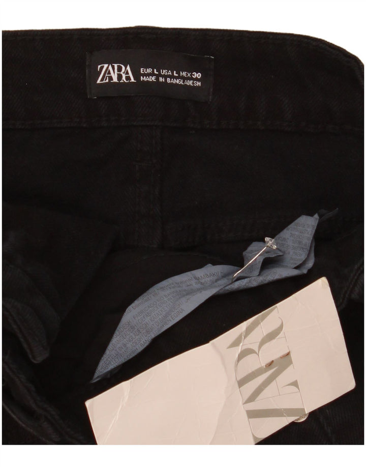 Zara Womens Denim Skirt Large W30 Black Cotton