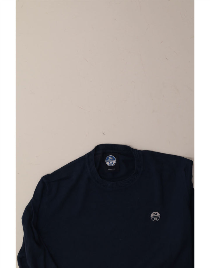 NORTH SAILS Mens Crew Neck Jumper Sweater Small Navy Blue Cotton Vintage North Sails and Second-Hand North Sails from Messina Hembry 