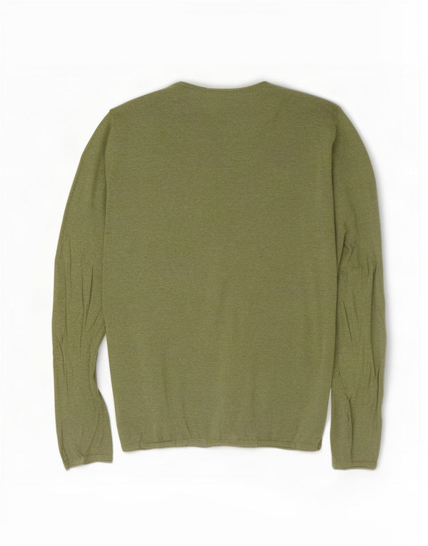 Zara Mens Crew Neck Jumper Sweater Medium Green