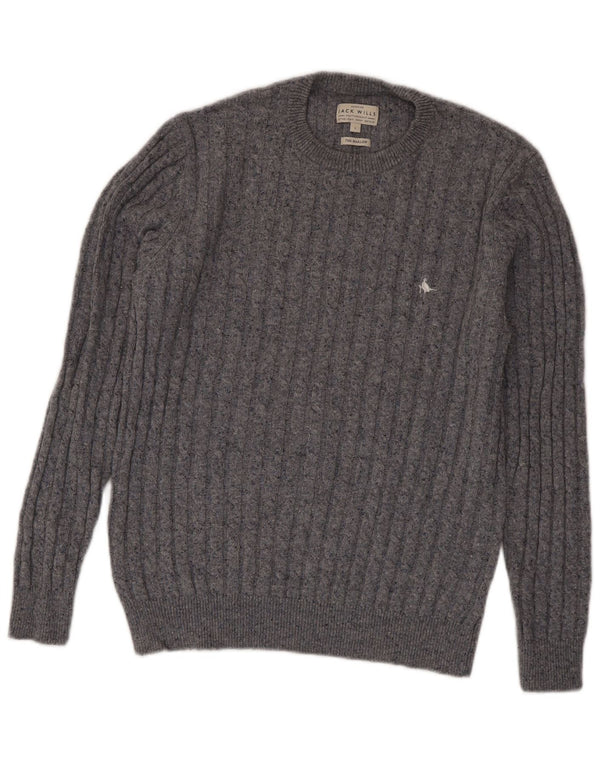 Jack Wills Mens Crew Neck Jumper Sweater Large Grey Wool