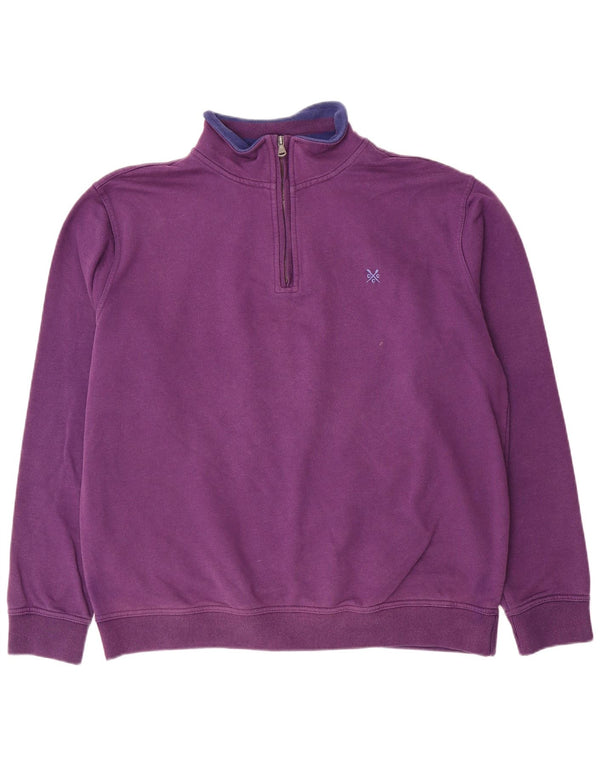 Besætningstøj Herre Zip Neck Sweatshirt Jumper 2XL Lilla Bomuld