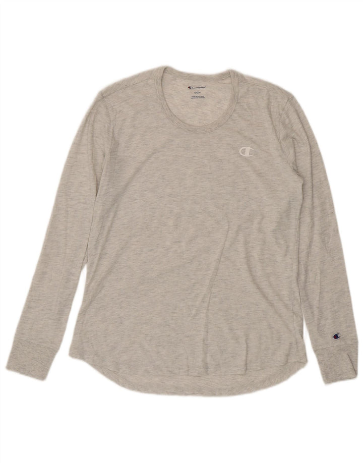 CHAMPION Womens Top Long Sleeve UK 10 Small Grey Flecked Polyester