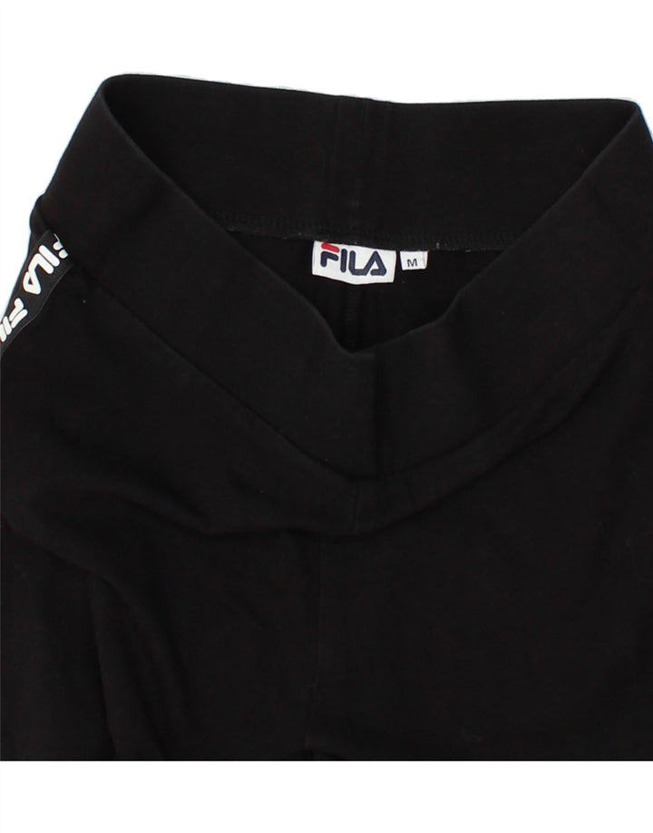 FILA Womens Graphic Leggings UK 12 Medium Black Vintage Fila and Second-Hand Fila from Messina Hembry 