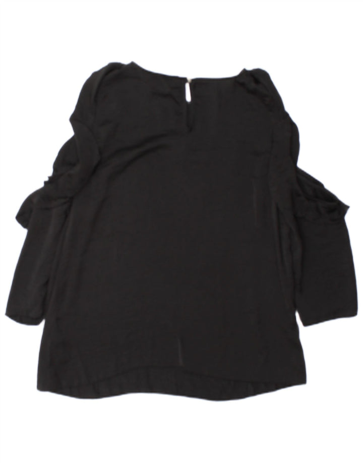 Lipsy Womens Long Sleeve Blouse Top UK 12 Medium Black Polyester