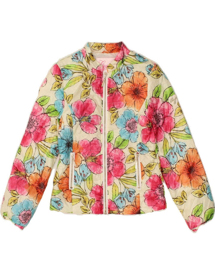 GAUDI Girls Bomber Jacket 9-10 Years Multicoloured Floral Polyester Vintage Gaudi and Second-Hand Gaudi from Messina Hembry 