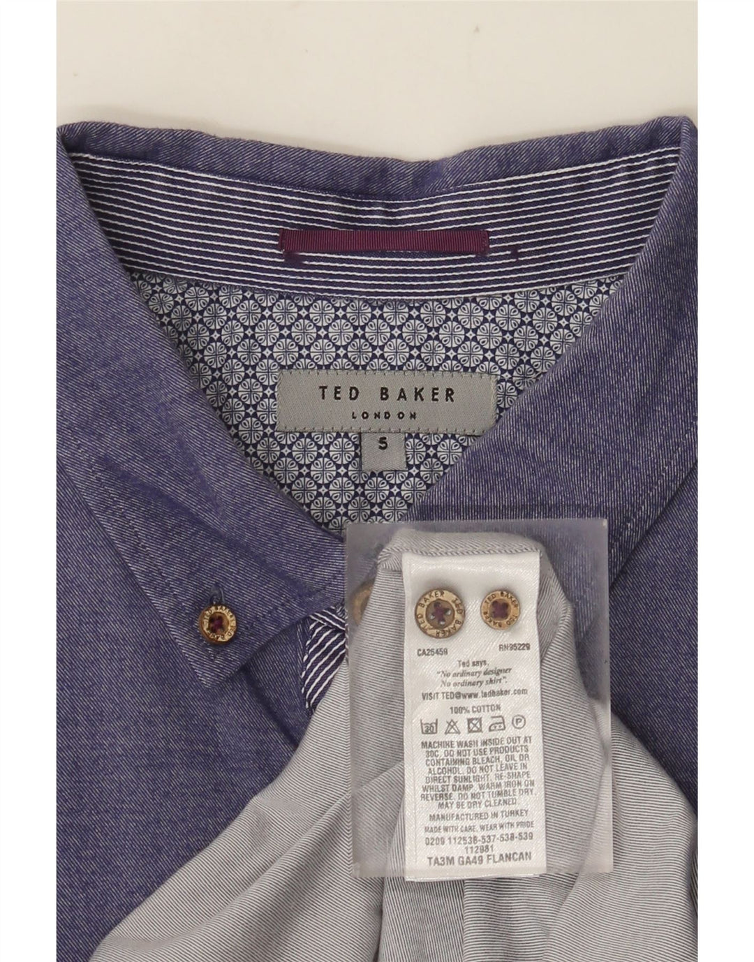 TED BAKER Mens Shirt Size 5 XL Purple Cotton