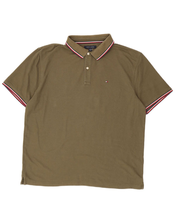 Tommy Hilfiger Mens Regular Fit Polo Shirt 2XL Khaki Cotton
