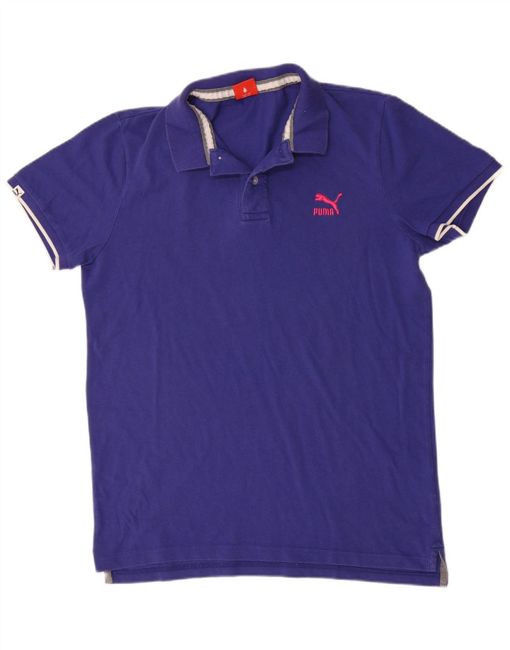 Polo Puma da uomo grande in cotone blu