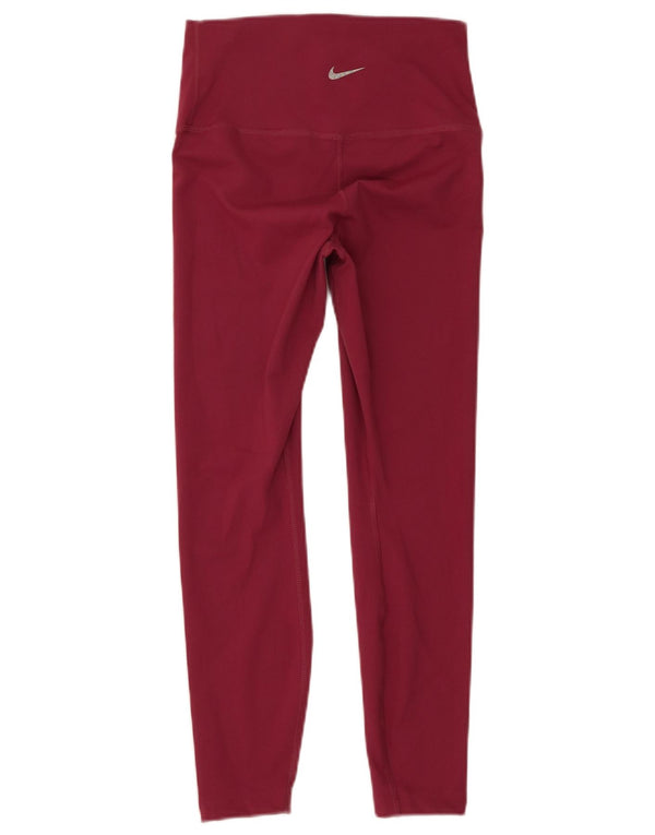 Nike Womens Yoga Leggings UK 12 Medium Burgundy