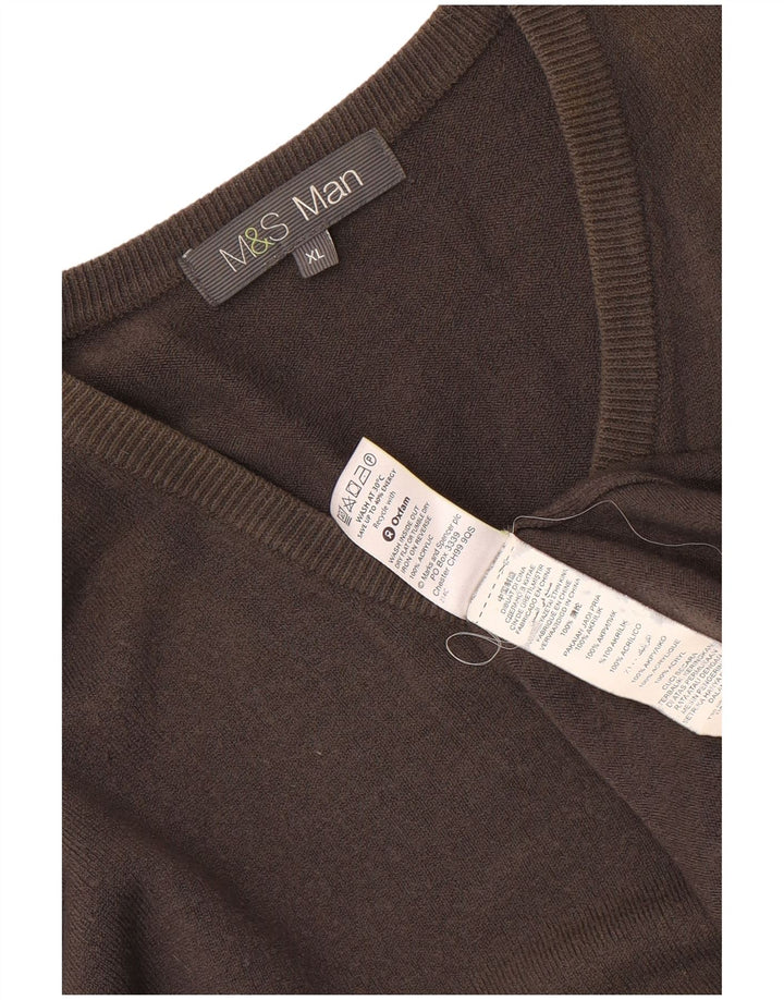 MARKS & SPENCER Herre V-hals sweater XL Grå Akryl